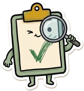 ToolTriage mascot inspecting with a magnifying glass