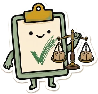 ToolTriage mascot comparing two options on a scale