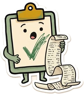 ToolTriage mascot shocked by a long receipt